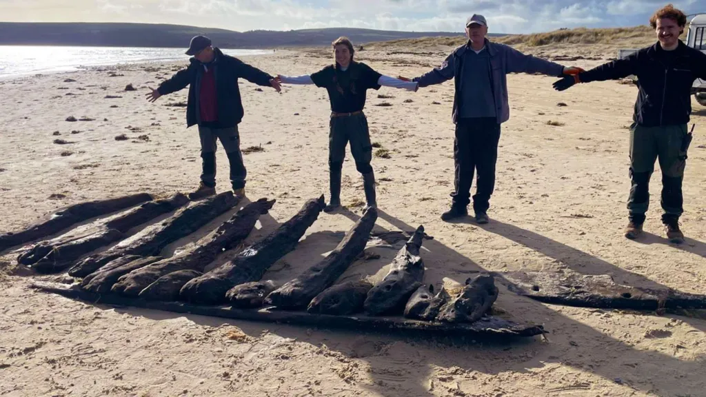 17th-century shipwreck timbers wash up on beach