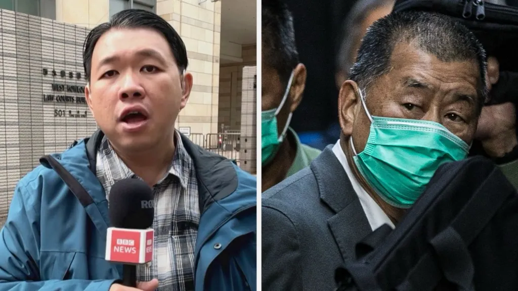 BBC reports on Jimmy Lai sentencing outside Hong Kong court