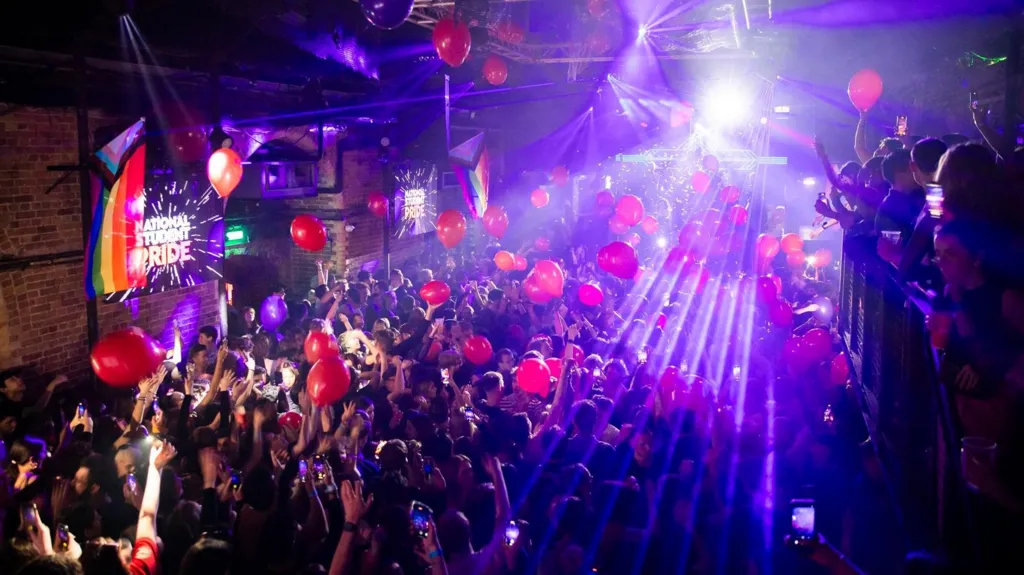 An aerial view inside Heaven Nightclub, where people can be seen dancing 