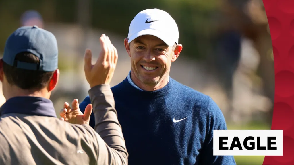 Golfer McIlroy Sinks Bunker Shot at Pebble Beach Pro-Am
